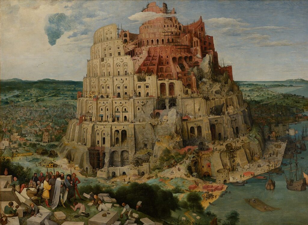 Ilustração da Torre de Babel feita em 1563 por Peter Bruegel, o Velho